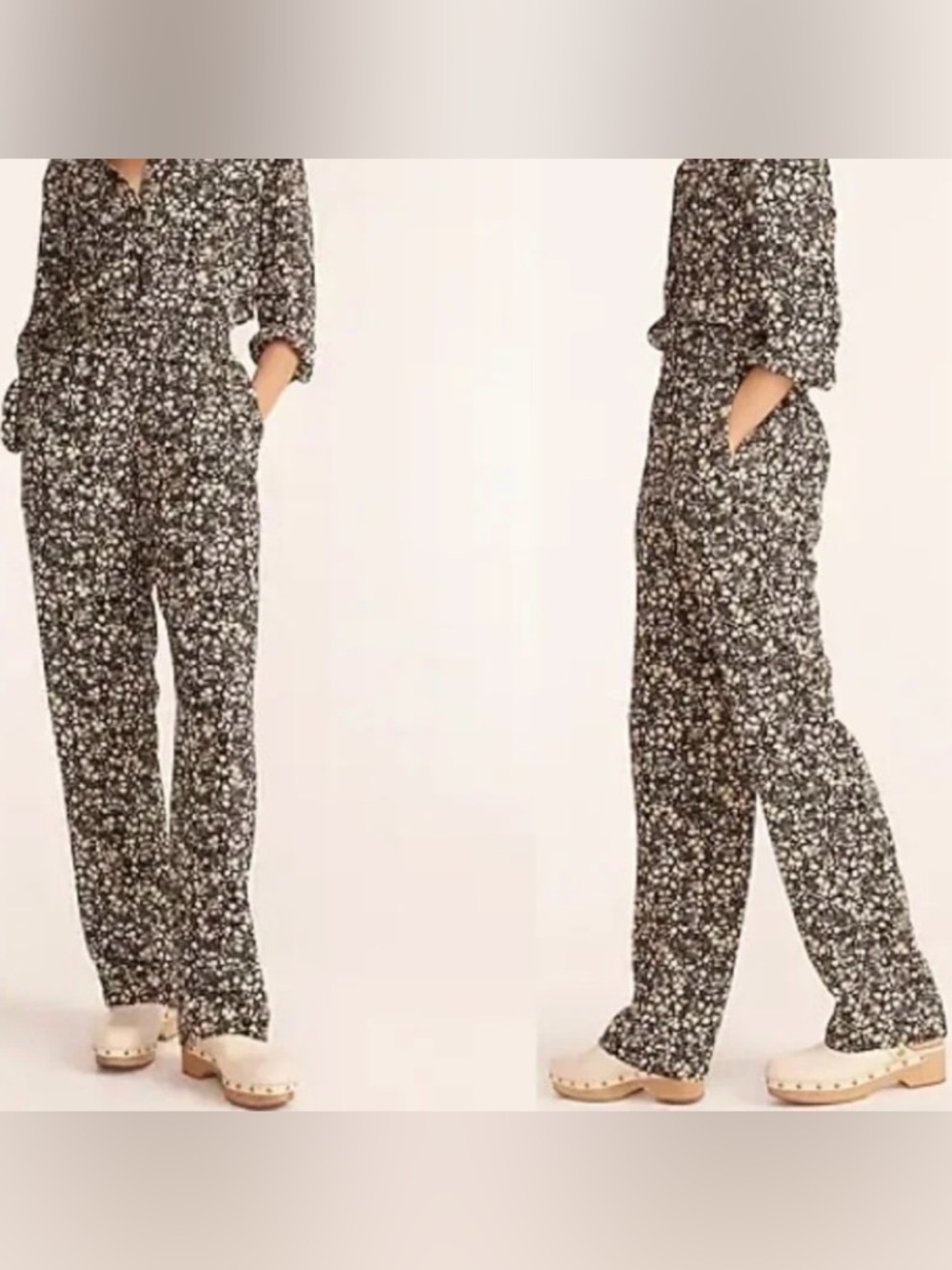 J.Crew Pull-on wide-leg 100% silk pant in fall garden floral Size 6P Re-imagined